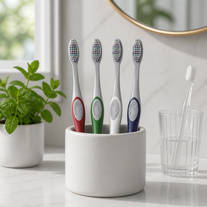 OEM ODM Custom Medium Toothbrush Deep Cleaning 360 All-round Whitens Teeth Plaque Removal Adult Plastic Ergonomic Design Home